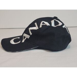 Canada Canadian‎ Flag Adjustable Hat. Black White Big Embroidered Spellout.